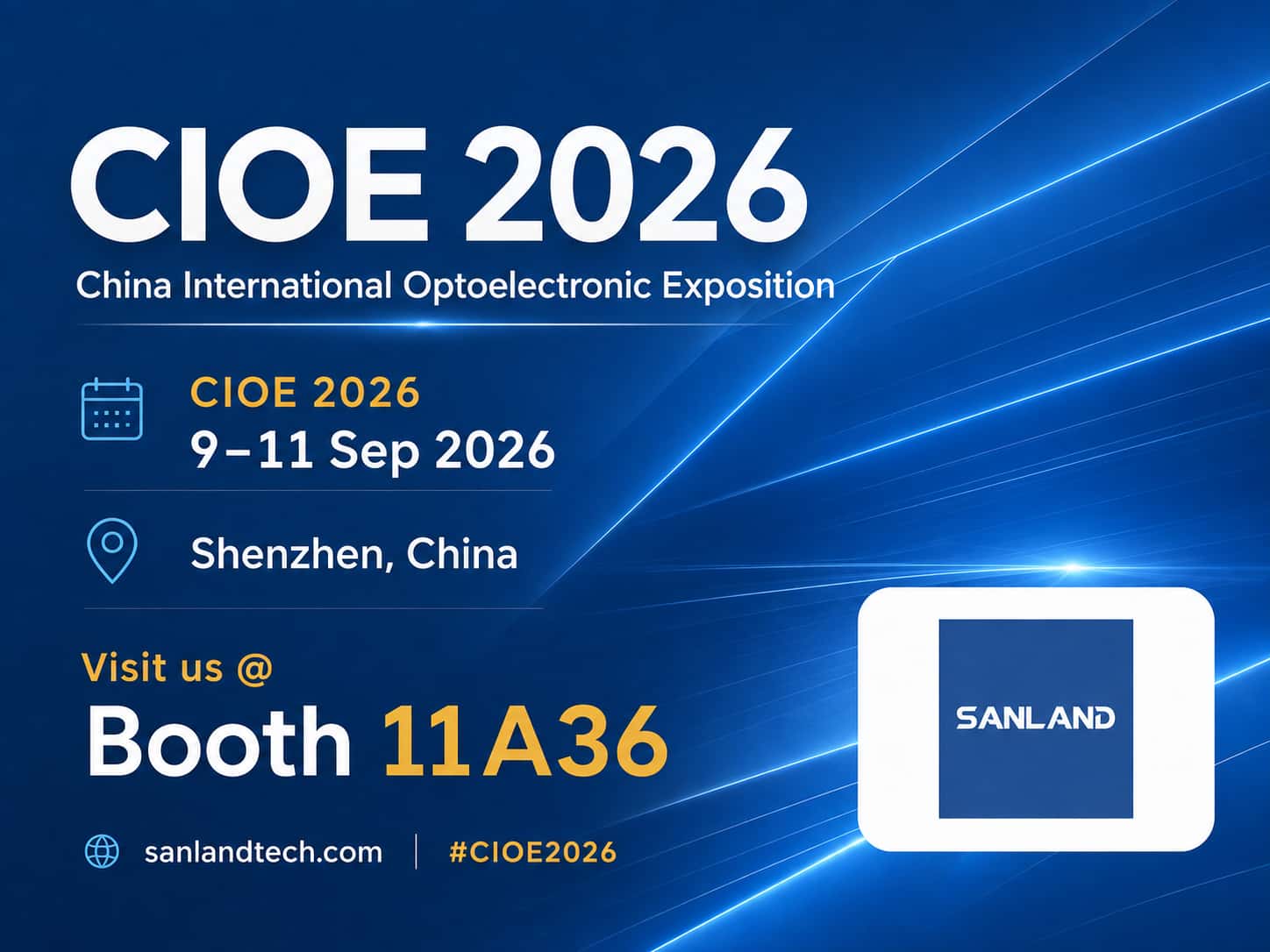 SANLAND presentará sus nuevas soluciones ópticas y de radiofrecuencia en CIOE 2026.